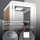 Office Sound Booth with Audio Privacy - Portable Soundproof Booth with White Wood Grain Exterior Design,Movable Room with Light,Fans, USB Port for Study, Telephone Booth(39.37IN)