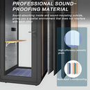 Office Sound Booth with Audio Privacy - Portable Soundproof Booth Includes Black Wood Grain Exterior Design,Movable Room with Light,Fans, USB Port for Study,Singing Room