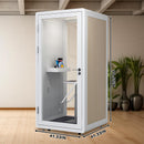 Office Sound Booth with Audio Privacy - Removable Soundproof Booth Includes White with Wood Grain Side Trim,Soundproof Room with Light,Fans, Socket for Singing Room,Telephone Booth