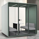 Office Sound Booth with Audio Privacy - Soundproof Recording Booth Includes Green Frame with Curved Corners,Soundproof Room with Light,Steel Plate Structure for Study