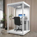 Office Sound Booth with Audio Privacy - Portable Soundproof Booth Includes Three Sided Transparent Design,Movable Room with Light,Fans, USB Port for Singing Room, Reading Pavilion