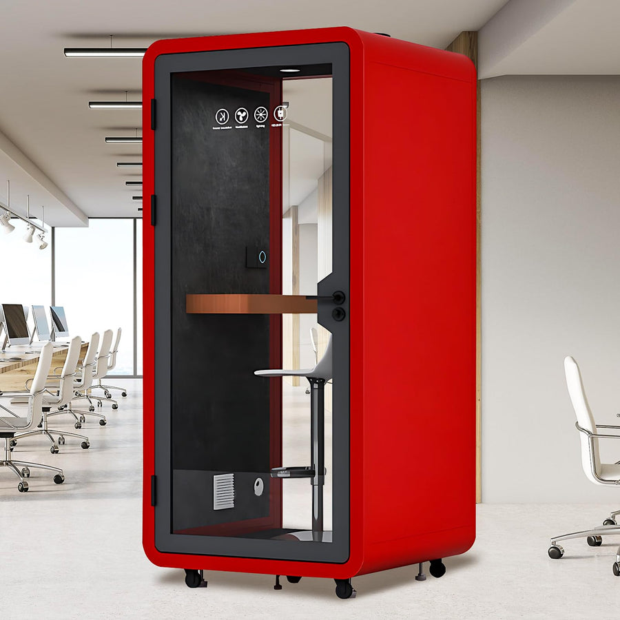 Office Sound Booth with Audio Privacy - Removable Soundproof Booth with Yellow Simple Style, Soundproof Room with Light,Fans,Table for Study,Live Broadcast Cabin