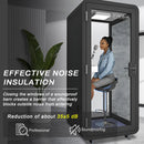 Office Sound Booth with Audio Privacy - Portable Soundproof Booth Includes Black Modern Design,Movable Room with Light,Fans, USB Port for Singing Room, Telephone Booth