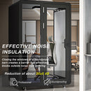 Office Sound Booth with Audio Privacy - Portable Soundproof Booth Includes Black Modern Design,Movable Room with Light,Fans, USB Port for Singing Room, Telephone Booth