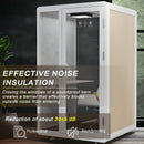 Office Sound Booth with Audio Privacy - Removable Soundproof Booth Includes White with Wood Grain Side Trim,Soundproof Room with Light,Fans, Socket for Singing Room,Telephone Booth