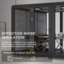 Office Sound Booth with Audio Privacy - Portable Soundproof Booth Includes Black Wood Grain Exterior Design,Movable Room with Light,Fans, USB Port for Study,Singing Room