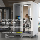 Office Sound Booth with Audio Privacy - Portable Soundproof Booth Includes White Modern Syle,Movable Room with Light,Fans, USB Port for Singing Room, Study