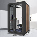 Office Sound Booth with Audio Privacy - Portable Soundproof Booth Includes Black Wood Grain Exterior Design,Movable Room with Light,Fans, USB Port for Study,Singing Room