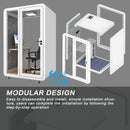 Office Sound Booth with Audio Privacy - Portable Soundproof Booth Includes White Modern Syle,Movable Room with Light,Fans, USB Port for Singing Room, Study