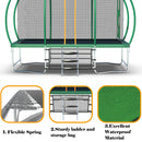 8FT by 14FT Green Trampoline with Enclosure Net