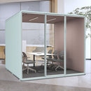 Office Sound Booth with Audio Privacy - Portable Soundproof Pod with Stylish Light Blue Frame,Soundproof Room with Light,Ventilation,Sockets for Office work