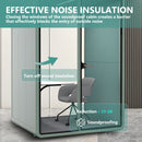 Office Sound Booth with Audio Privacy - Soundproof Recording Booth Includes Green Frame with Curved Corners,Soundproof Room with Light,Steel Plate Structure for Study