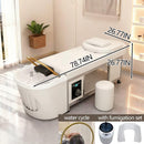 79'' Large Head SPA Bed with Modern White & Golden Accent Design
