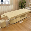 80'' Wide Head SPA Bed with Beige Luxury Grid Pattern