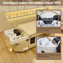 80'' Wide Head SPA Bed with Beige Luxury Grid Pattern