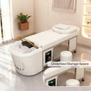 79'' Large Head SPA Bed with Modern White & Golden Accent Design