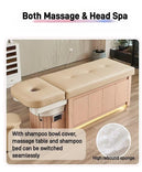 81'' Simple Shampoo Bed with Champagne Elegant Leather Mattress