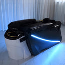 74'' 	Black Head Spa Bed with Cool Blue LED Light