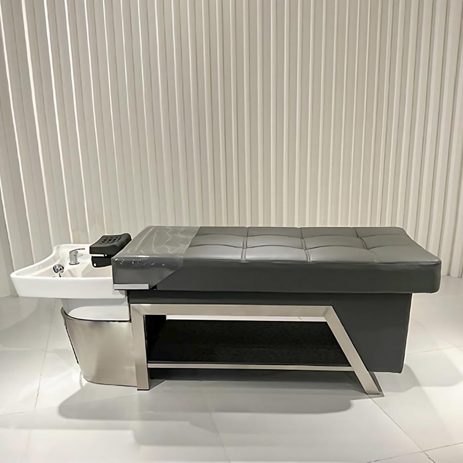 81'' Black Spa Shampoo Bed with Ceramic Basin