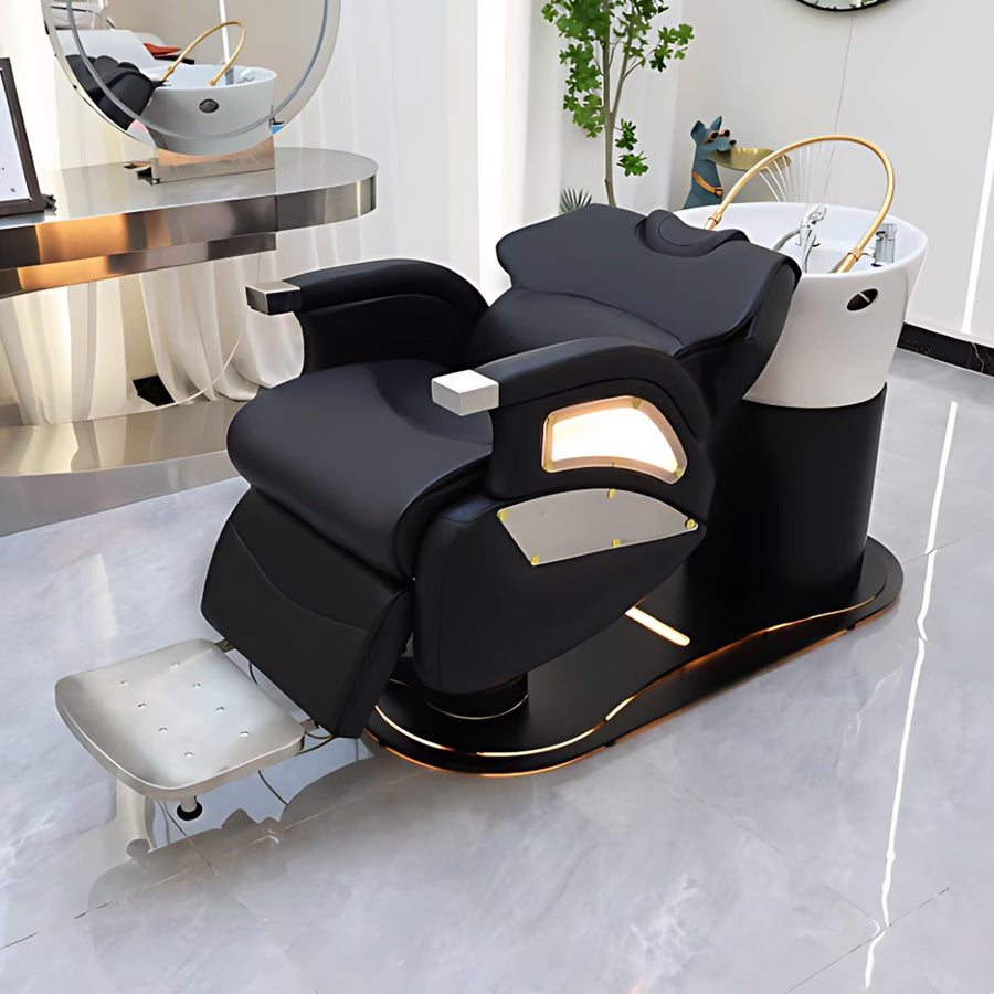 56'' Black Shampoo Bed with 360 Degree Rotation