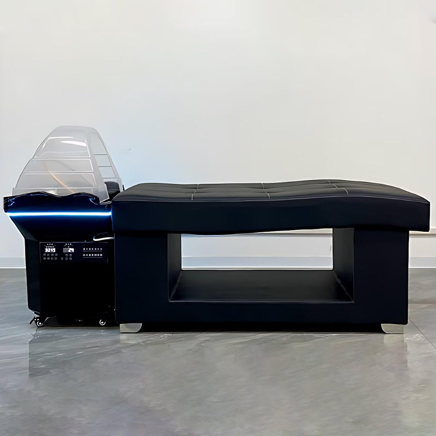 60'' Black Shampoo Bed with LED Atmosphere Light Portable Basin