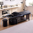 79'' Black Shampoo Bed with Light Therapy Lamp and Open Storage