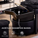 79'' Black Shampoo Bed with Light Therapy Lamp and Open Storage