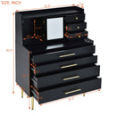 Black Makeup Table with Mirror and 7 Drawers