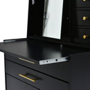 Black Makeup Table with Mirror and 7 Drawers