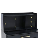 Black Makeup Table with Mirror and 7 Drawers