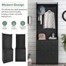 Black Narrow Hall Tree with Flip Drawer and Multi-functional Coat Rack