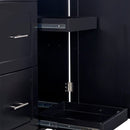 Black Rolling Kitchen Island with Storage and Rubber Wood Top