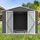 Grey Outdoor Storage Shed 6'x8' with Lockable Double Door