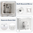 White Freestanding Bathroom Vanity Set with Mirror Cabinet and Sink