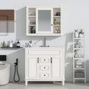 White Freestanding Bathroom Vanity Set with Mirror Cabinet and Sink