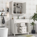 White Freestanding Bathroom Vanity Set with Mirror Cabinet and Sink