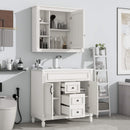 White Freestanding Bathroom Vanity Set with Mirror Cabinet and Sink