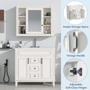 White Freestanding Bathroom Vanity Set with Mirror Cabinet and Sink