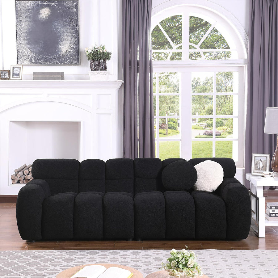 Black Boucle Sofa 3 Seater