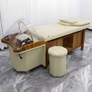 79'' Stylish Head Spa Bed with Khaki Retro Wood Style