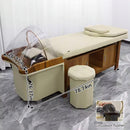 79'' Stylish Head Spa Bed with Khaki Retro Wood Style