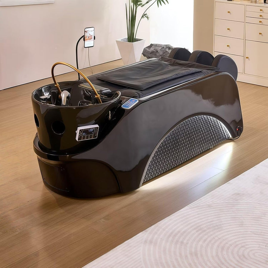 75‘’ Luxurious Shampoo Bed with Geometric Texture Arc LED Light