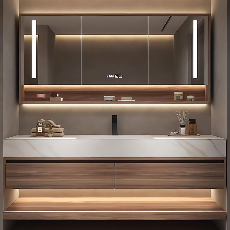 54'' Wooden Bathroom Vanity Sink with Led Smart Mirror