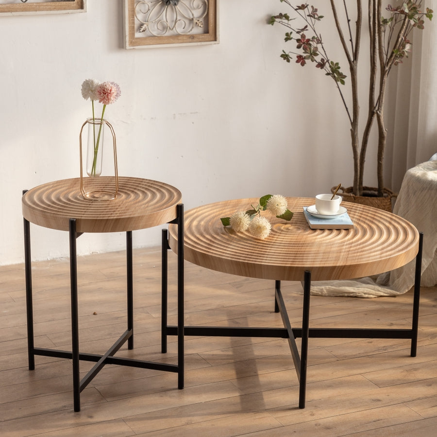 Modern Round Coffee Table Set with MDF Top