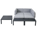 Outdoor 3-piece Sectional Sofa Set with End Table and Gray Cushion