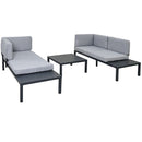 Outdoor 3-piece Sectional Sofa Set with End Table and Gray Cushion