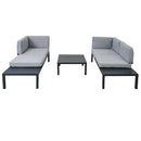 Outdoor 3-piece Sectional Sofa Set with End Table and Gray Cushion