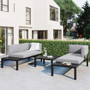 Outdoor 3-piece Sectional Sofa Set with End Table and Gray Cushion