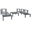 Outdoor 3-piece Sectional Sofa Set with End Table and Gray Cushion