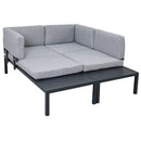 Outdoor 3-piece Sectional Sofa Set with End Table and Gray Cushion